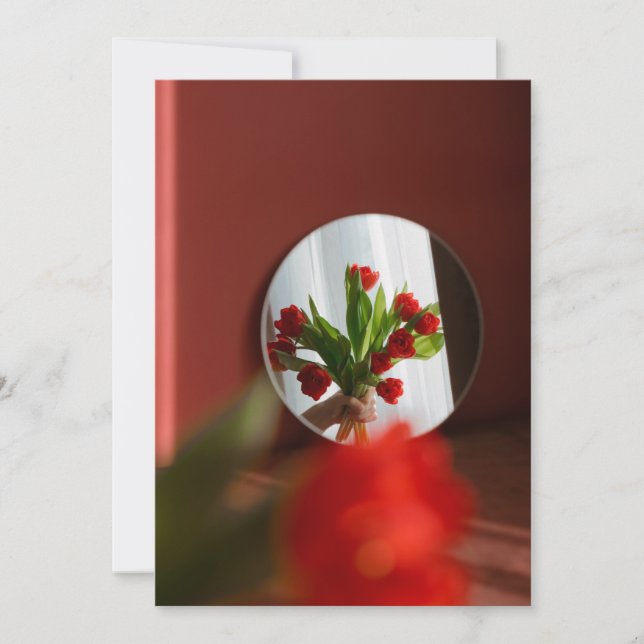 Cartão De Festividades Red Tulips “Be My Valentine?” Modern Valentine's (Frente)