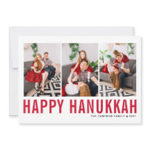 Red Typografia Photo Collage Happy Hanukkah