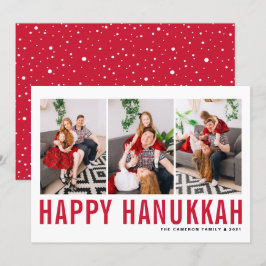 Cartão De Festividades Red Typografia Photo Collage Happy Hanukkah