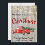 Cartão De Festividades Red Vintage Pick Truck Wood Buffalo Nome da Xadrez<br><div class="desc">Red Vintage Pick Up Truck with Tree Wood Buffalo Xadrez Name Holiday Card - Um apanhador vermelho vintage é um carregando de árvore de Natal recentemente cortado. O fundo do cartão é madeira de celeiro rústico com luzes vintage penduradas em cima. A parte de trás do cartão é a xadrez...</div>