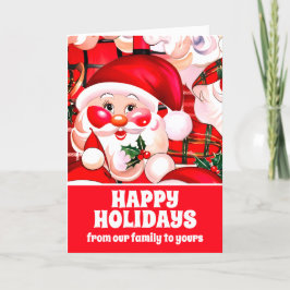 Cartão De Festividades Red Vintage Santa Claus Tartan Xadrez Natal