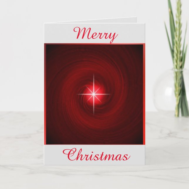 Cartão De Festividades Red Vortex with Star Christmas Greeting Card (Frente)