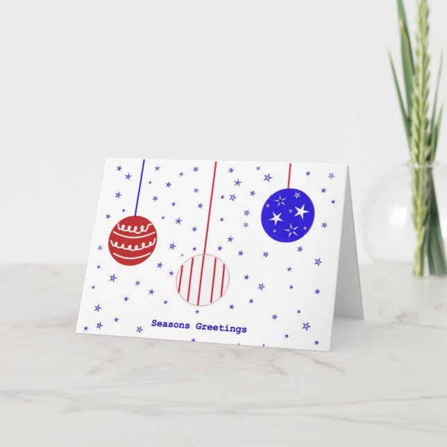 Cartão De Festividades Red, White and Blue Seasons Greetings (Frente)