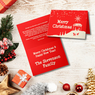 Cartão De Festividades Red White Christmas Nativity Scene Yearly Update