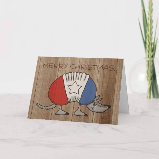 Cartão De Festividades Red, White e Blue Armadillo - Feliz Natal Y (Frente)