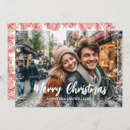 Cartão De Festividades Red White Modern Elegant Family Foto Natal