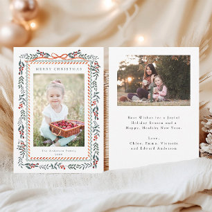 Cartão De Festividades Red Winterberry Frame Felry Natal 2 Foto