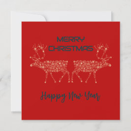 Cartão De Festividades Red wish card Merry Christmas new year reindeer