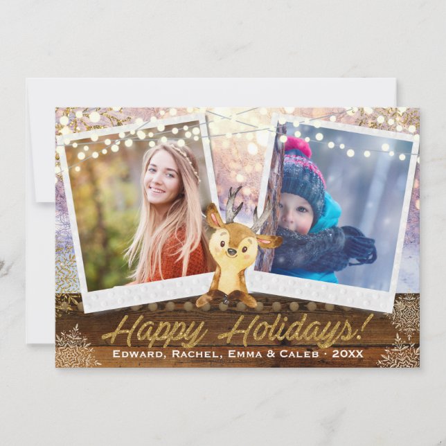 Cartão De Festividades Reena Rusta Colagem de Natal com Duas Fotografias (Frente)