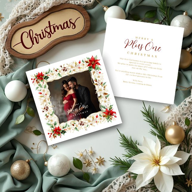 Cartão De Festividades Refined Exquisite Floral Christmas Frame Photo (Refined and Exquisite Floral Christmas Frame Holiday Cards for Growing Families with Family Photo. )