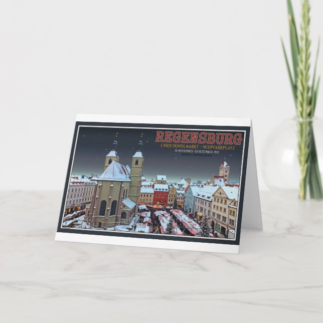 Cartão De Festividades Regensburg Christkindlmarkt sobre o Neupfarrplatz (Frente)