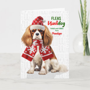 Cartão De Festividades Rei Charles Pulgas Engraçadas Navidog com Nome