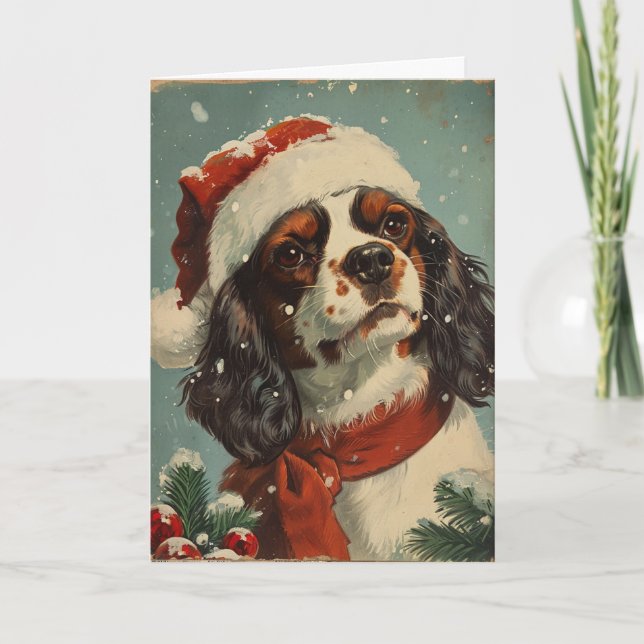 Cartão De Festividades Rei Charles Spaniel personalizou o Natal (Frente)