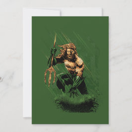 Cartão De Festividades Rei do Oceano Guerreiro Tridente Arte de Quadrinho