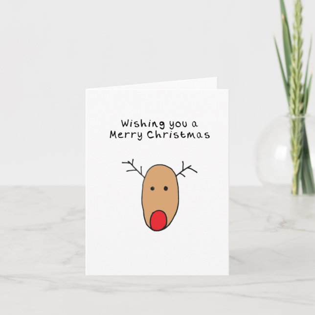 Cartão De Festividades Reinador Desenhado Com A Mão De Natal (Frente)