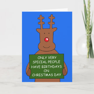 Cartão De Festividades Reindedo de aniversário da 25 de dezembro no Dia d