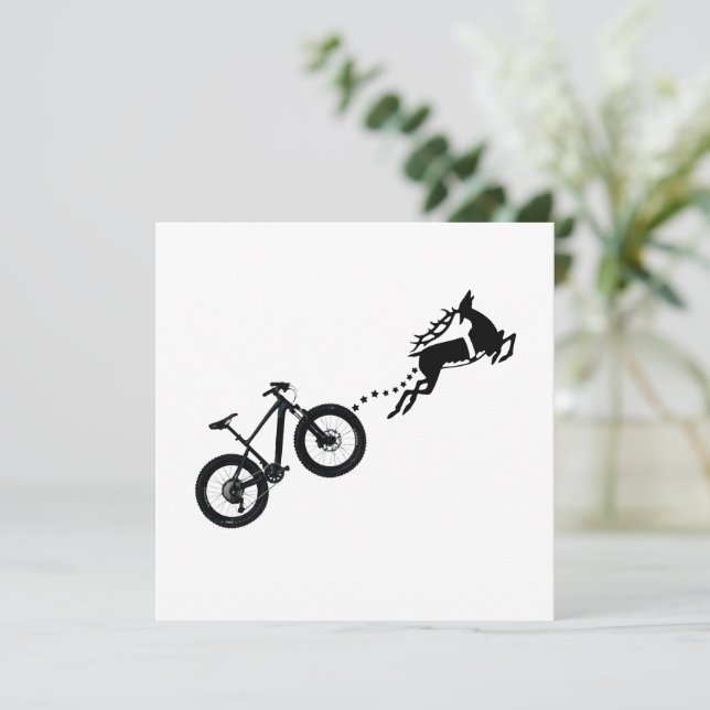 Cartão De Festividades Reindeer Antler Mountain Bike Christmas rider  (Em pé/Frente)