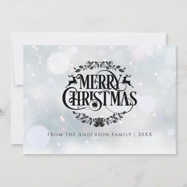 Cartão De Festividades Reindeer Botanation Wreath Feliz Natal (Frente)