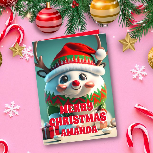 Cartão De Festividades Reindeer Christmas Personalised Kids Photo (Criador carregado)