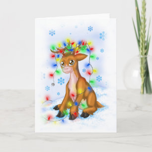 Cartão De Festividades Reindeer das Luzes de Natal