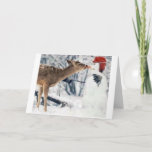 Cartão De Festividades Reindeer Eating Snowman<br><div class="desc">Reindeer comendo papagaio de Snowman</div>