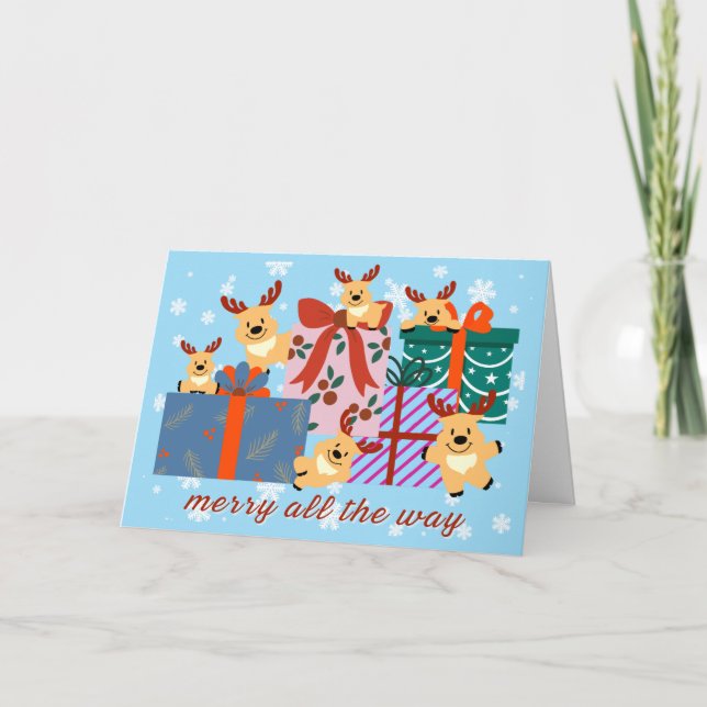 Cartão De Festividades Reindeer Have Arrived Holiday Greeting Card (Frente)
