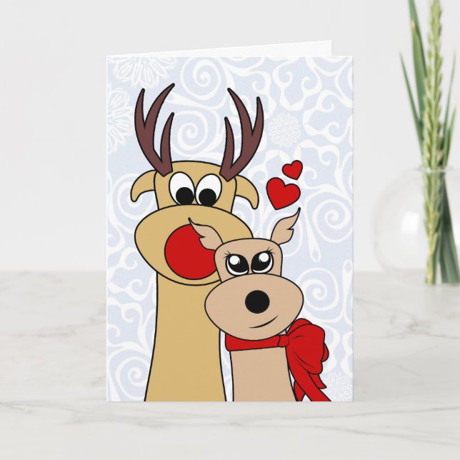 Cartão De Festividades Reindeer in love Christmas Greeting Card (Frente)