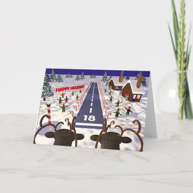 Cartão De Festividades Reindeer Landing (Frente)