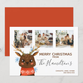 Cartão De Festividades Reindeer Personalizado de Foto Natal 3
