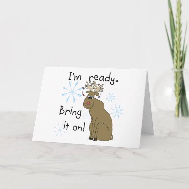 Cartão De Festividades Reindeer pronto para Camisetas de Natal e presente (Frente)