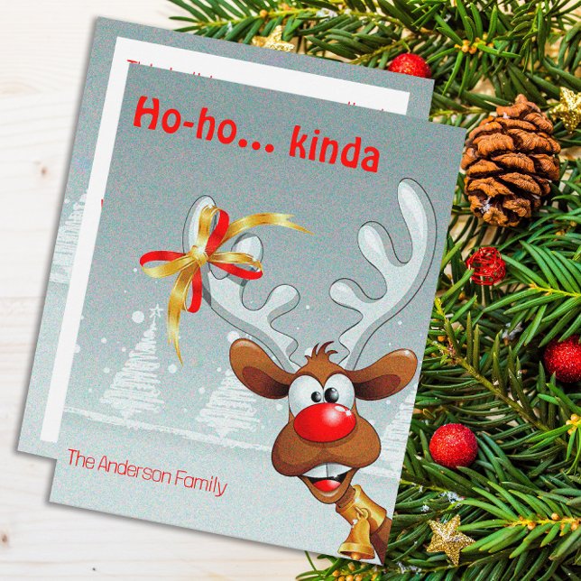 Cartão De Festividades Reindeer Rudolph christmas fun wishes Postcard (Criador carregado)