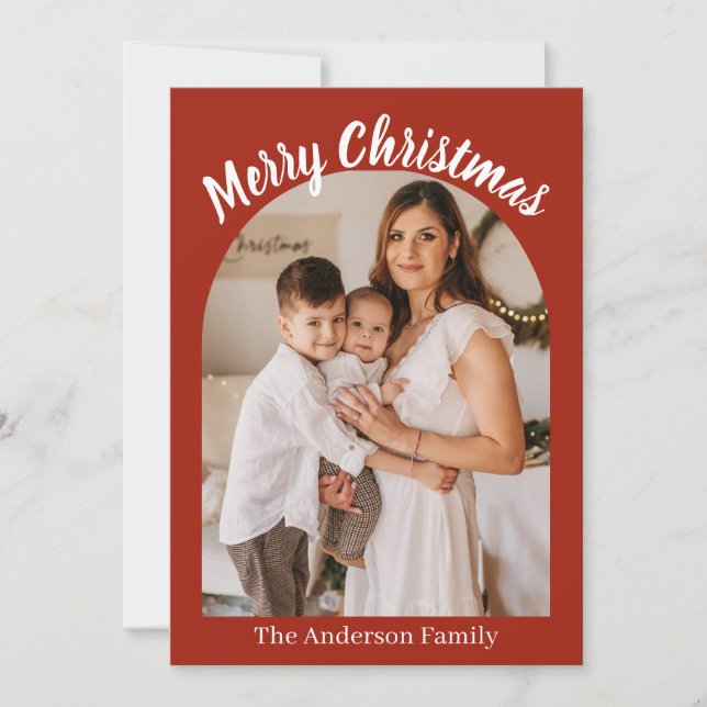 Cartão De Festividades Reindeer Sleigh Christmas Photo Pine Trees (Frente)