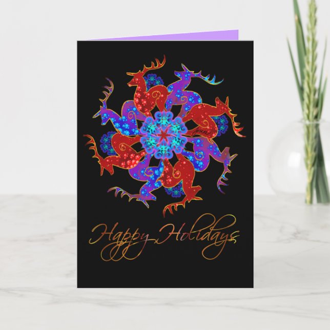 Cartão De Festividades Reindeer Snowflake Holiday Greeting Card (Frente)
