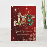 Cartão De Festividades Reindeer,Snowman,Snowflakes Red<br><div class="desc">Reindeer,  boneco de neve e flocos de neve em fundo vermelho fazem disto um cartão de Natal ou cartões de natal perfeito para amigos e familiares.</div>