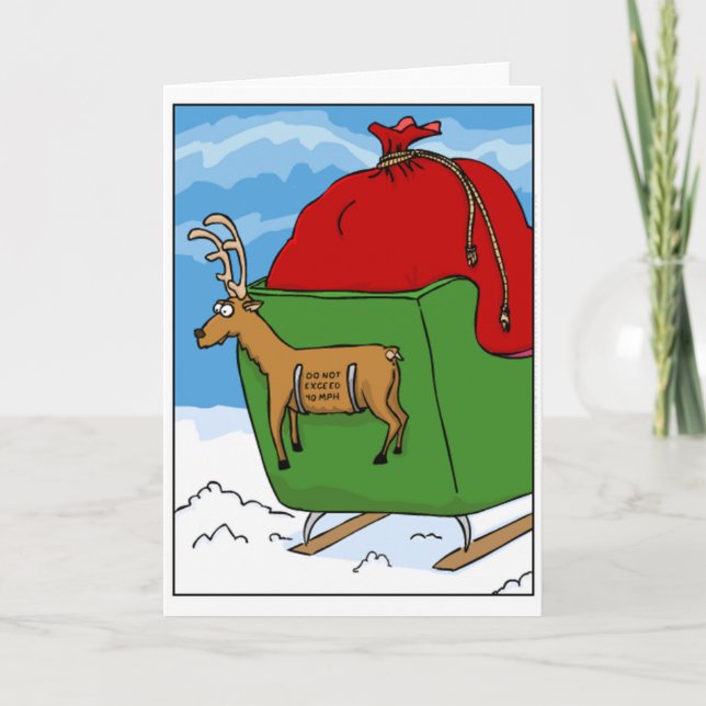 Cartão De Festividades Reindeer Speed Limit Sleigh Card (Frente)