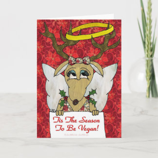 Cartão De Festividades Reindeer Tis The Season to Be Vegan Angel Gifts