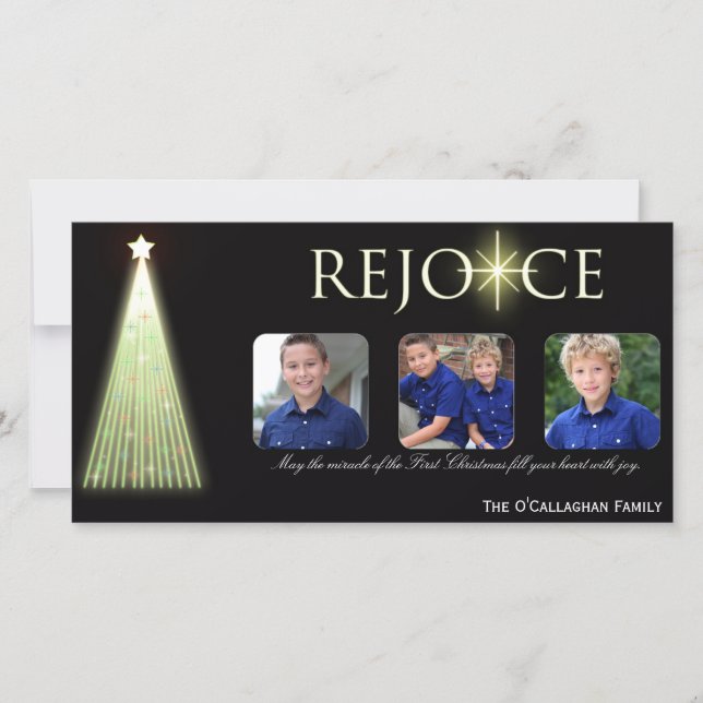 Cartão De Festividades Rejoice - Christmas Photo Card (Frente)