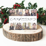 Cartão De Festividades Rejoice photo collage religious Christmas card<br><div class="desc">A modern script message of "rejoice" is framed by 8 photos. This religious-themed Christmas card is the perfect way to send holiday greetings to friends and loved ones. The back is a festive red plaid.</div>