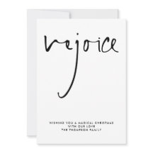 Rejoice Script Black White Name Natal