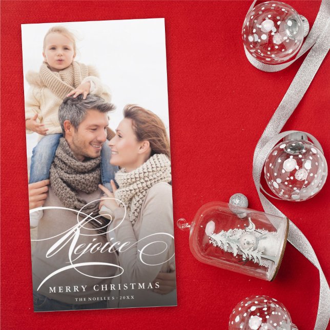 Cartão De Festividades Rejugar o Script Clássico Foto de Natal Religioso (Criador carregado)