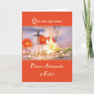 Cartão De Festividades Religiosa Portuguesa Abençoada Páscoa Alegre Lara