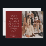 Cartão De Festividades Religioso, Feliz Natal, Foto da Família Cristã<br><div class="desc">Religioso, Cristão, Natal Mais Feliz, Saudação da Época, Feriado Mais Feliz, Feliz Natal, Vermelho Burgundy. ( Uma noite silenciosa, uma estrela acima, um presente abençoado de esperança e amor. Um Natal abençoado para você! ) Comemore a estação com este cartão com fotos da família (download impresso e/ou digital, saudação enviada...</div>
