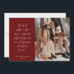 Cartão De Festividades Religioso, Feliz Natal, Foto da Família Cristã<br><div class="desc">Religioso, Cristão, Natal Mais Feliz, Saudação da Época, Feriado Mais Feliz, Feliz Natal, Vermelho Burgundy. ( Uma noite silenciosa, uma estrela acima, um presente abençoado de esperança e amor. Um Natal abençoado para você! ) Comemore a estação com este cartão com fotos da família (download impresso e/ou digital, saudação enviada...</div>