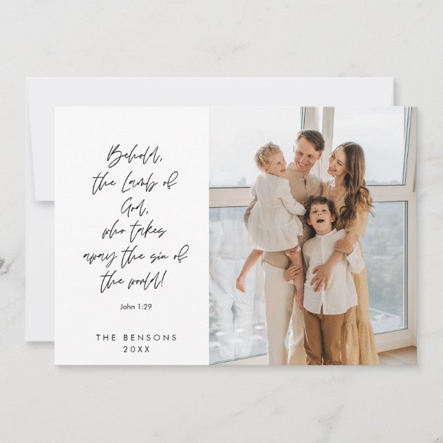 Cartão De Festividades Religioso, Feliz Natal, Foto da Família Cristã (Frente)