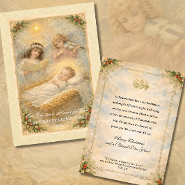 Cartão De Festividades Religious Baby Jesus Angels Scripture