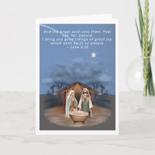 Cartão De Festividades Religious Christmas Nativity Scene and Scripture