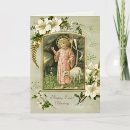 Cartão De Festividades Religious Easter Jesus Lamb Prayer