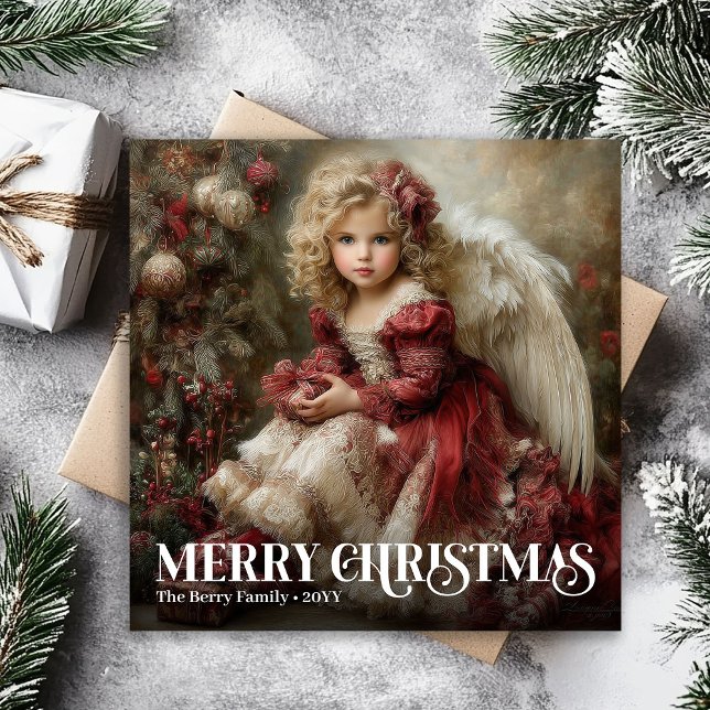 Cartão De Festividades Religious Victorian Angel Classic Christmas Card (Religious Victorian Angel Classic Christmas Card)