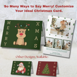 Cartão De Festividades Rena Bonita 4 Fotos