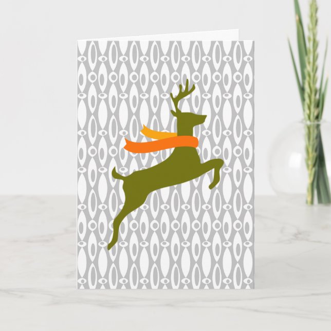 Cartão De Festividades Rena com Cachecol (Frente)